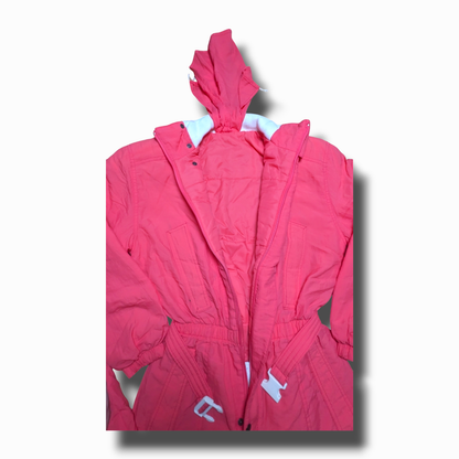 90s Brugi Winter Ski Suits Nylon Pink/White XS