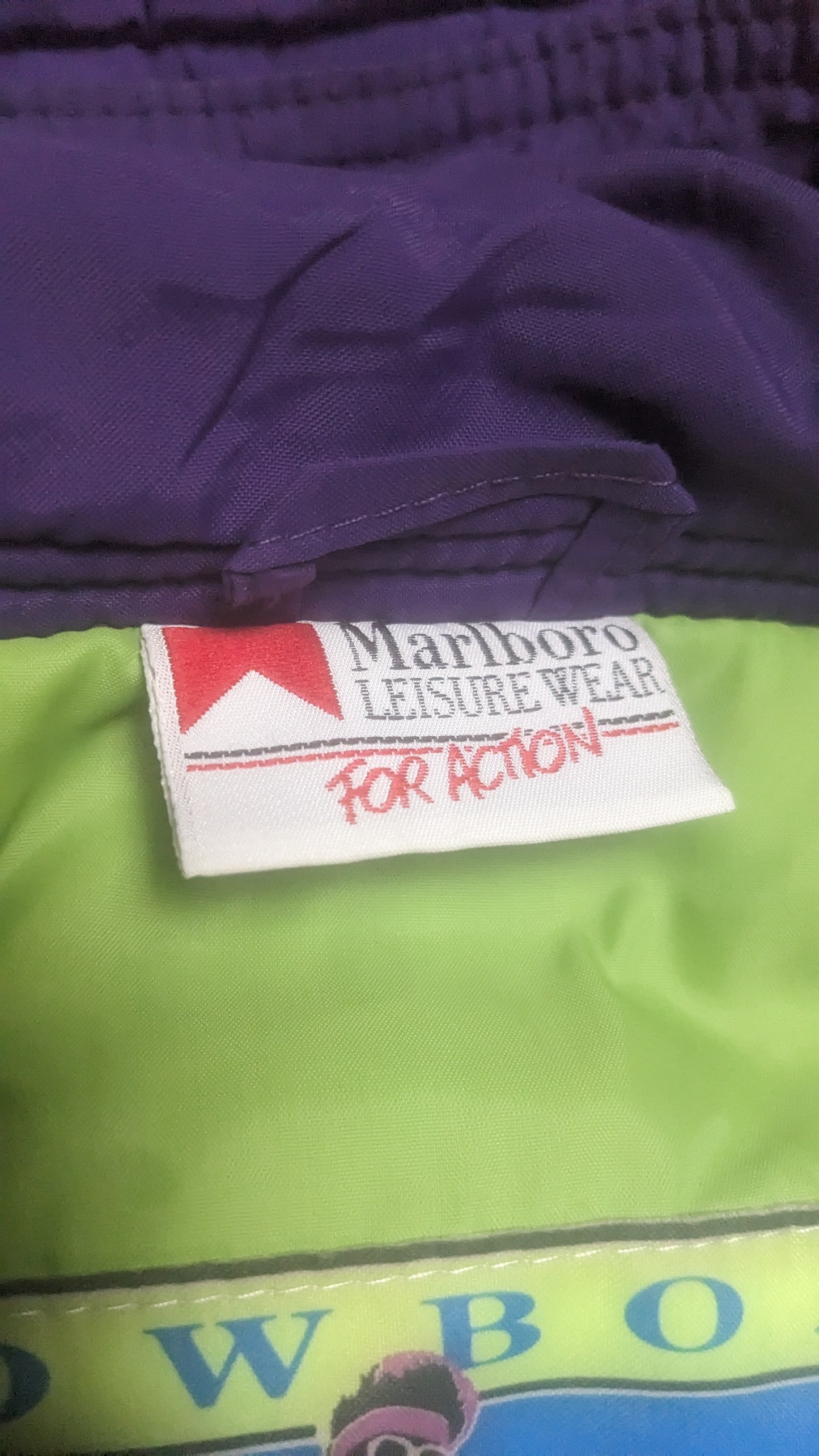 90s Marlboro Winter Skianzug Nylon Lila/Grün XXL