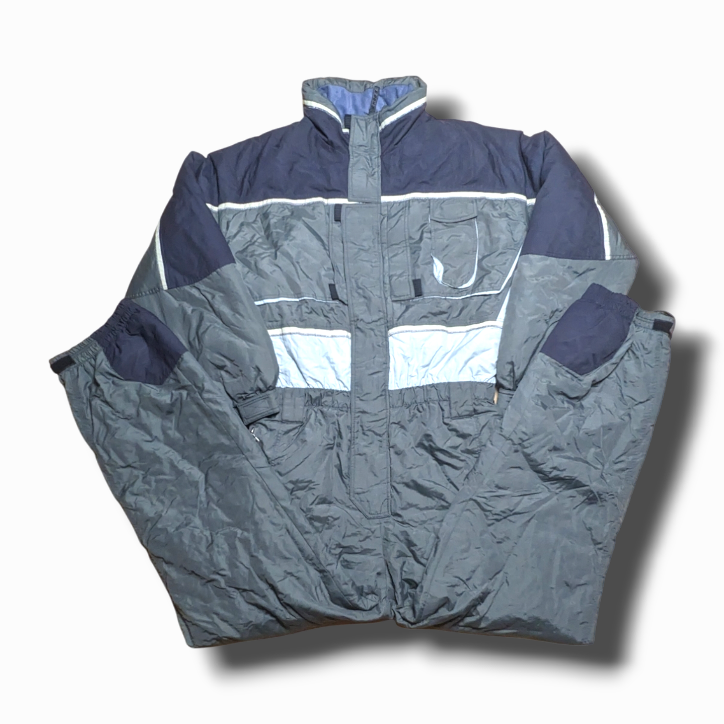 90s MC Kee's Winter Skianzug Nylon Grau/Schwarz M