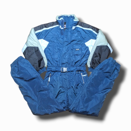 90s Brugi Winter Skianzug Nylon Marineblau/Grau S