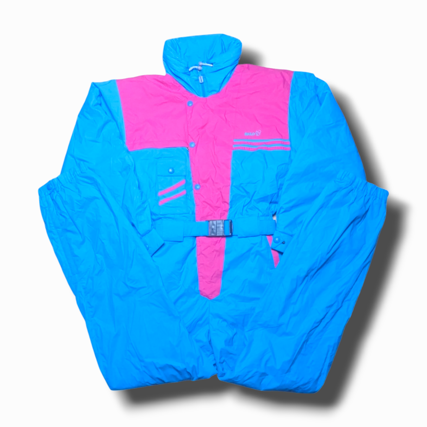 90s Bailo Winter Skianzug Nylon Blau/Pink S