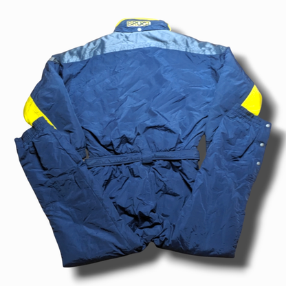 90s Brugi Winter Skianzug Nylon Blau Gelb XL