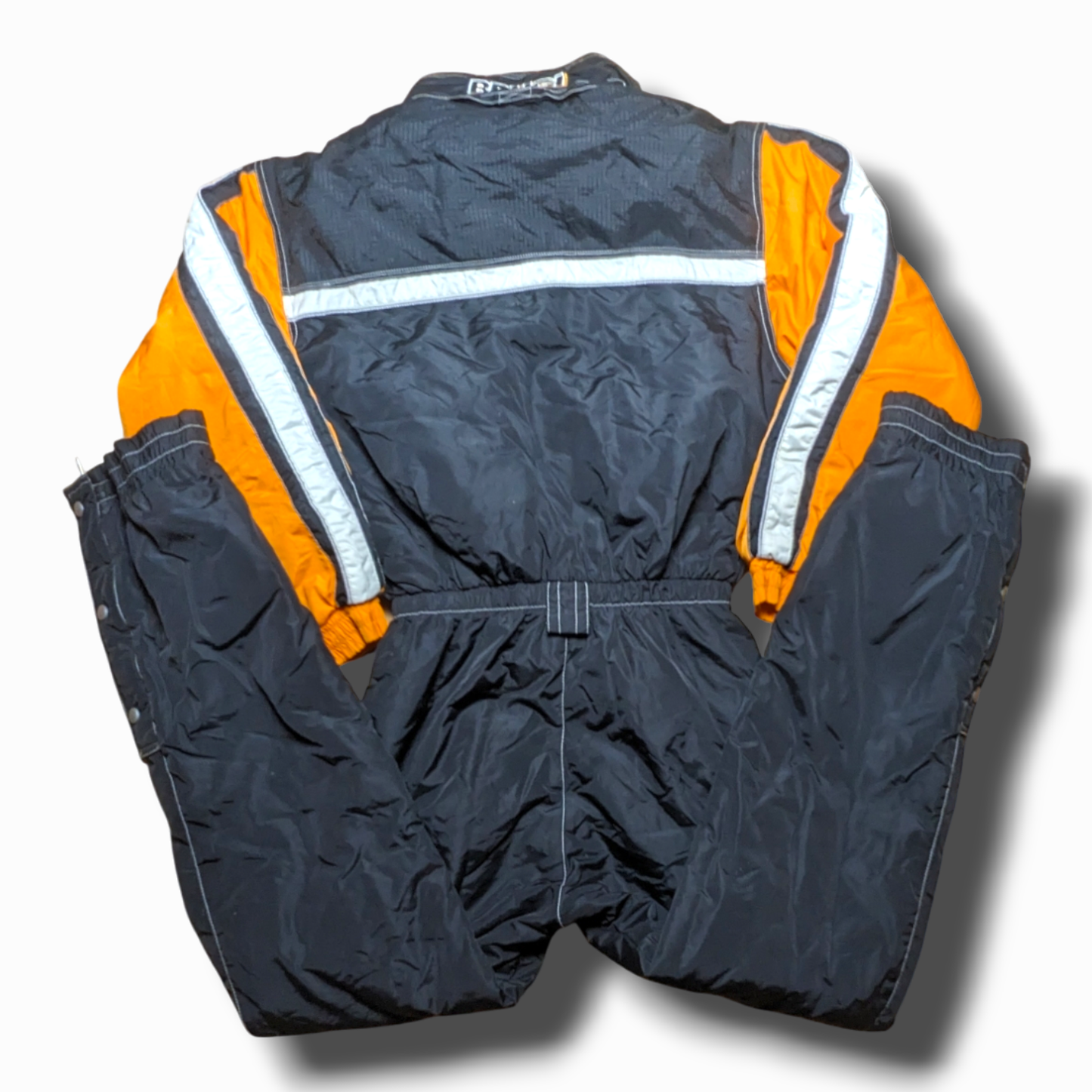 90s Winter Skianzug Nylon Schwarz/Orange M