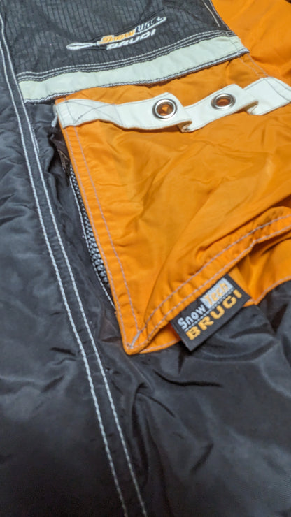 90s Winter Skianzug Nylon Schwarz/Orange M