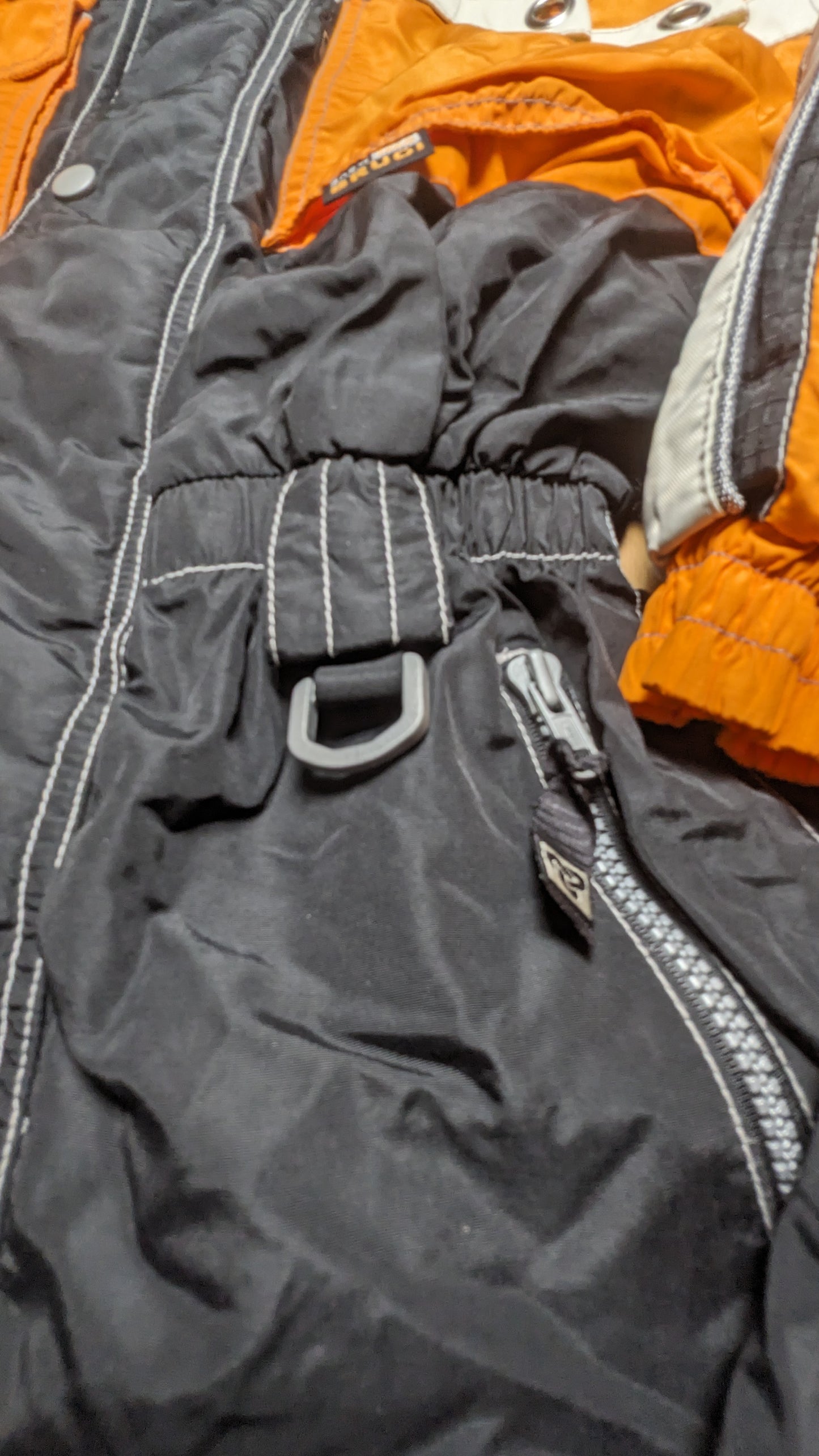 90s Winter Skianzug Nylon Schwarz/Orange M