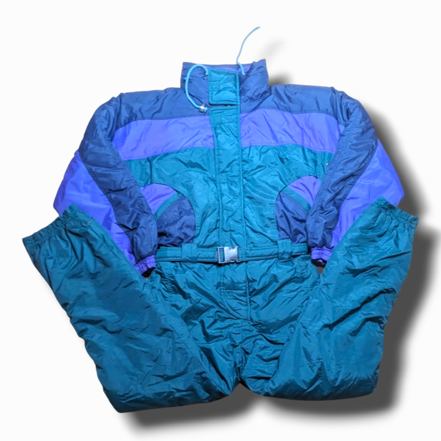 90s Generic Winter Ski Suit Purple/Green M