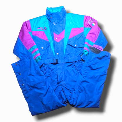 90s Fila Winter Skianzug Blau/Grün XL