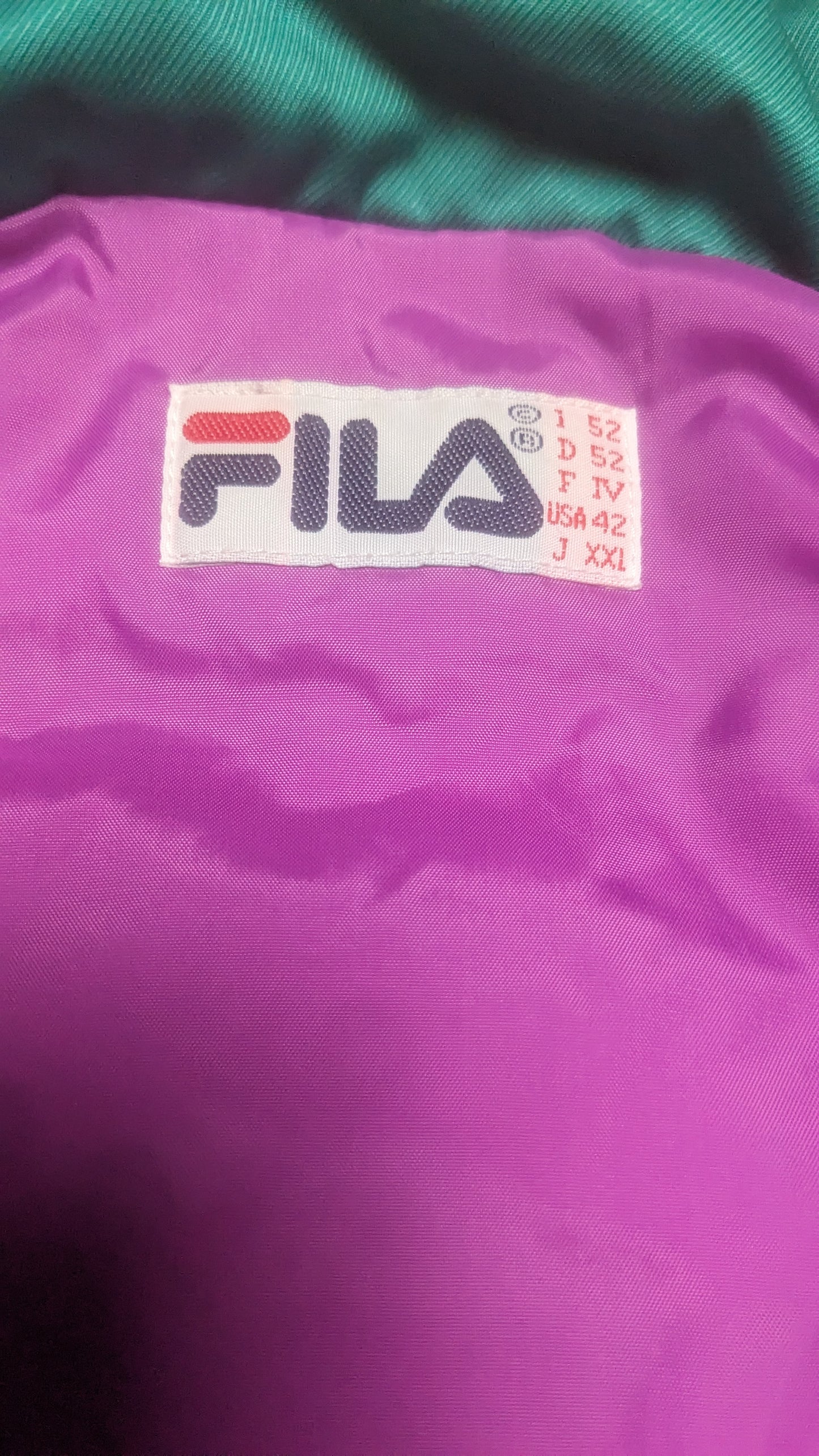 90s Fila Winter Skianzug Blau/Grün XL