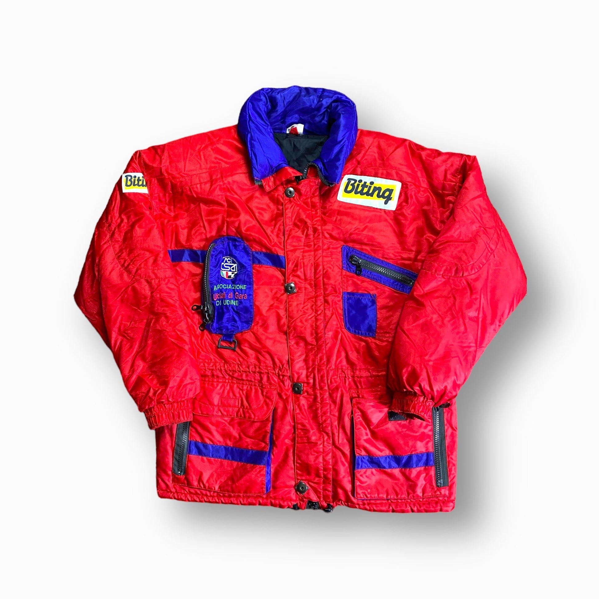 80s Biting Winter Ski Jacke Polyester Rot/Blau L - -F:CKNEW Clothing