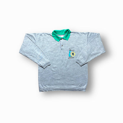 80s Oxford Golf Club Sweatshirt Cotton Grey/Green L