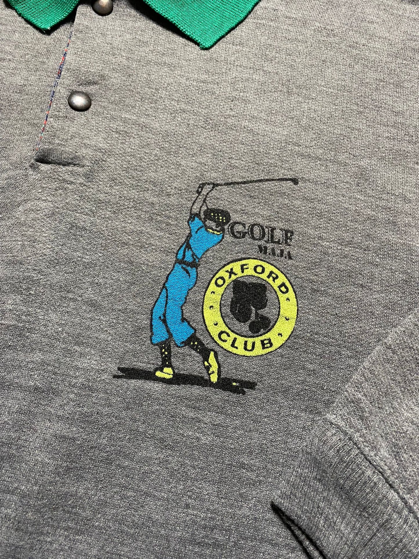 80s Oxford Golf Club Sweatshirt Cotton Grey/Green L