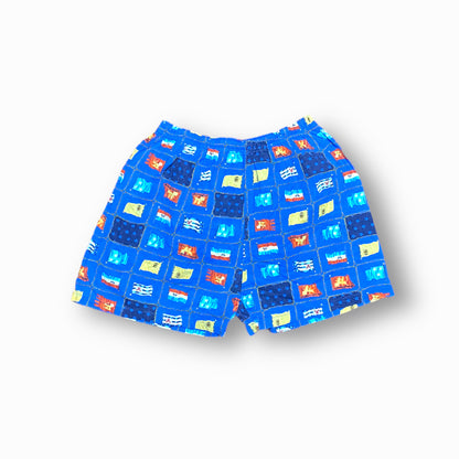 80s Surfing Shorts Baumwolle Blau/Bunt M