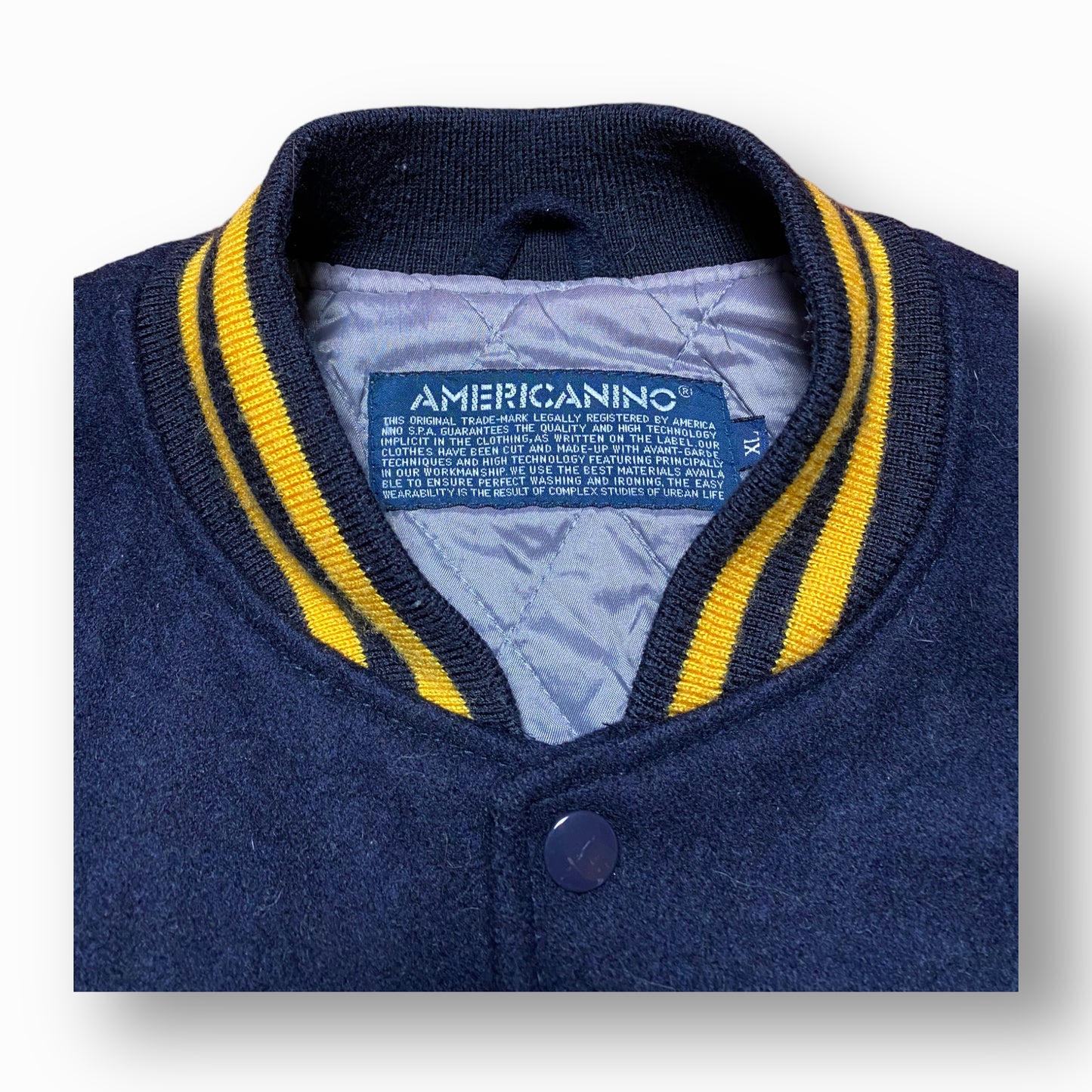 90s Americanino Varsity Jacket Wool Blue/Yellow XL